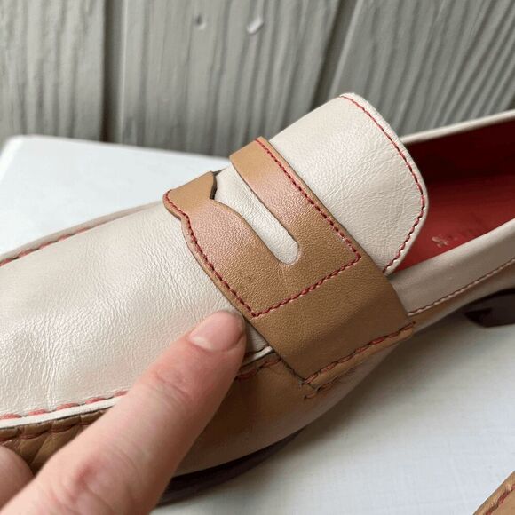 Vintage 90s Cole Haan Loafers 9 Cream Tan Penny Shoes NWOB - Picture 12 of 15